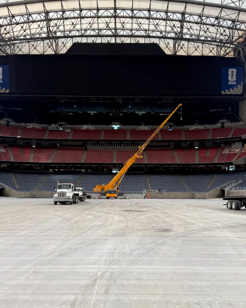 Rigging Cranes at NRG stadium lifting wings after World Cup