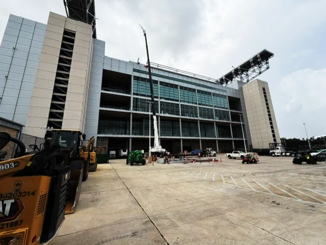 Rigging Cranes at NRG stadium lifting wings after World Cup