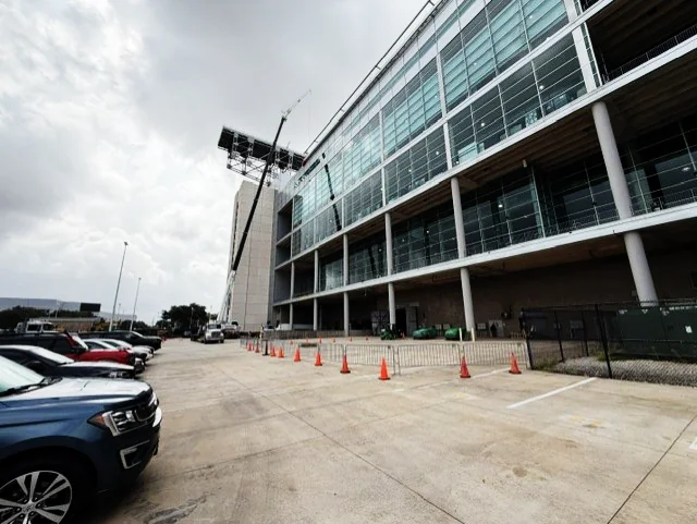 Rigging Cranes at NRG stadium lifting wings after World Cup