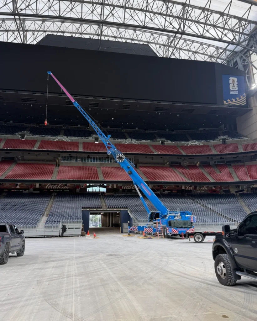 Rigging Cranes at NRG stadium lifting wings after World Cup