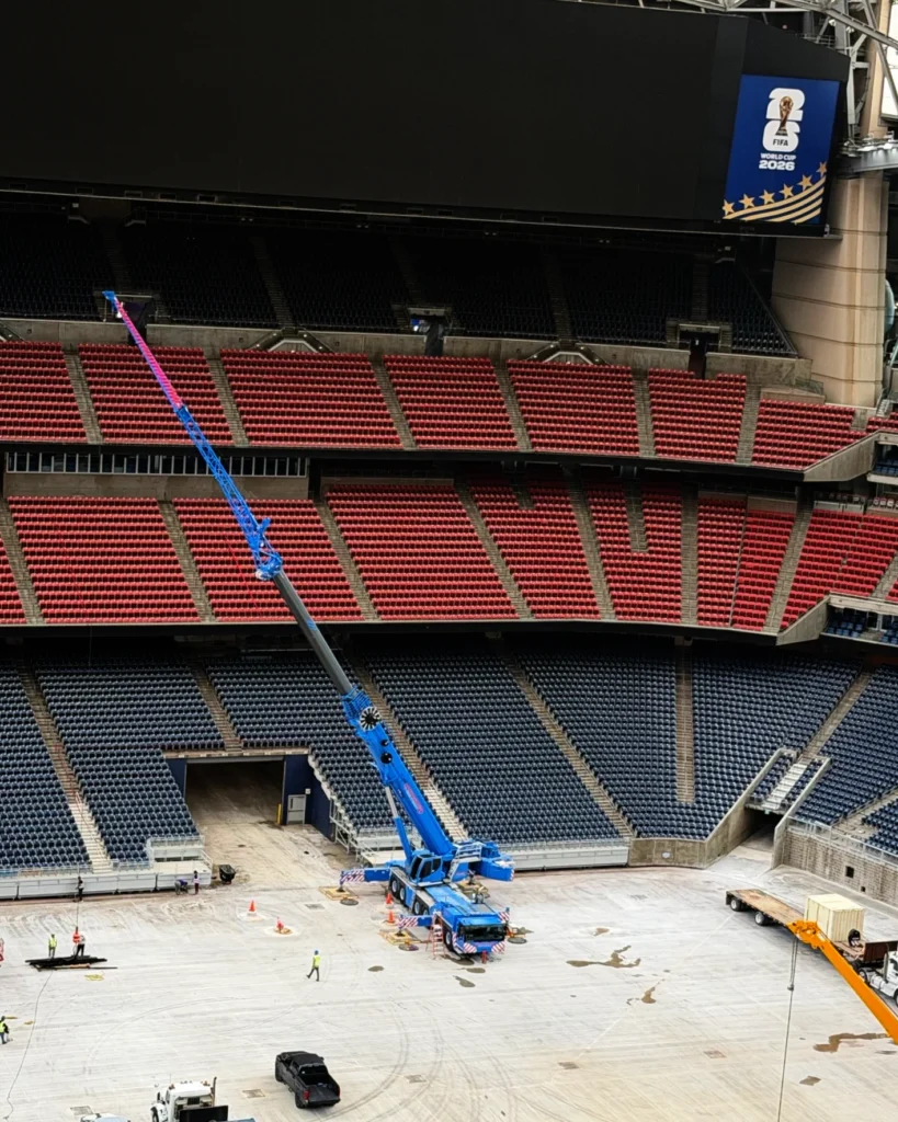 Rigging Cranes at NRG stadium lifting wings after World Cup